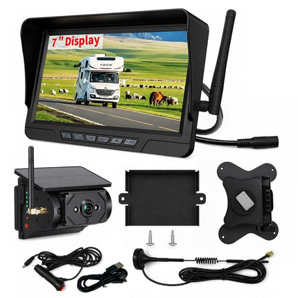 Wireless Backup Camera Solar with 7 Inch DVR Monitor