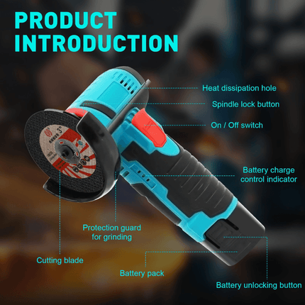 Cordless Angle Grinder with 2 Batteries, Brushless Grinding Tool for Polishing – image 9