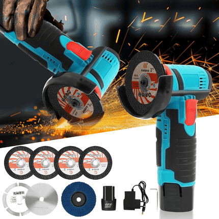 Cordless Angle Grinder with 2 Batteries, Mini Handheld Grinder for Metal Cutting, Brushless Grinding Tool for Polishing