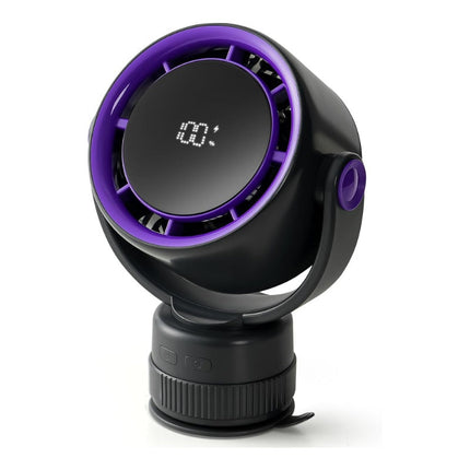 Wall Mount Fan with Vacuum Suction Base, Drill Free Rechargeable Fan with 5 Speeds and LED Display, Portable Wall Fan