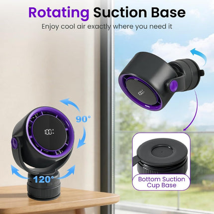 Portable Wall Fan, Wall Mount Fan with Vacuum Suction Base