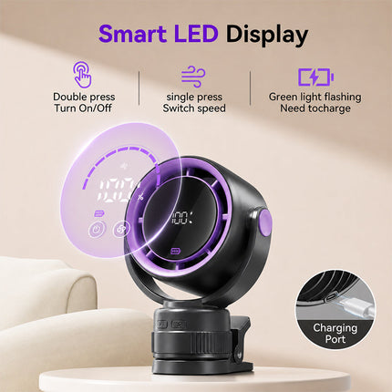 Wall Mount Fan with Vacuum Suction Base, Drill Free Rechargeable Fan with 5 Speeds and LED Display – image 6