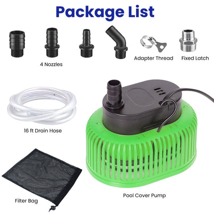 Pool Cover Pump Submersible Water Pump for Above Ground Pool with 16 ft Hose and 4 Adapters, 850 GPH Electric – image 9