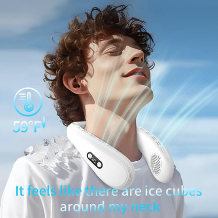 Neck Fan Rechargeable Bladeless with Dual Cooling Plates, Portable Neck Fan with 5200mAh Battery