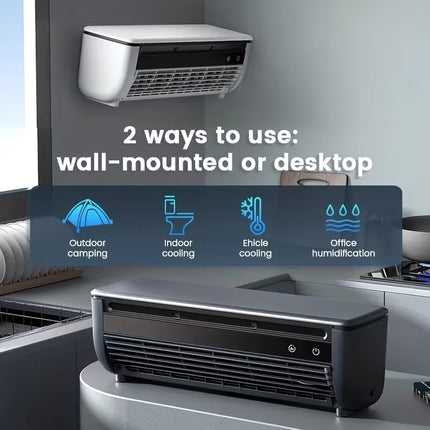 Misting Fan Wall Mount No Drill, Mini Rechargeable Air Conditioner with 6000mAh Battery – image 4