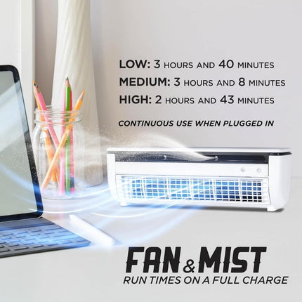 Misting Fan Wall Mount No Drill, Mini Rechargeable Air Conditioner with 6000mAh Battery – image 6
