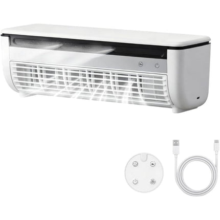 Misting Fan Wall Mount No Drill, Mini Rechargeable Air Conditioner with 6000mAh Battery, Battery Powered Desk Fan