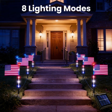 Solar Flag Lights 16 Pack with 3x5 ft Lighted US Flag, Patriotic Decor – image 7