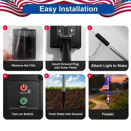 Solar Flag Lights 16 Pack with 3x5 ft Lighted US Flag, Patriotic Decor – image 10
