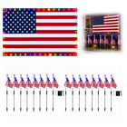 Solar Flag Lights 16 Pack with 3x5 ft Lighted US Flag, Solar Stake Lights, 4th of July Decorations, Patriotic Decor