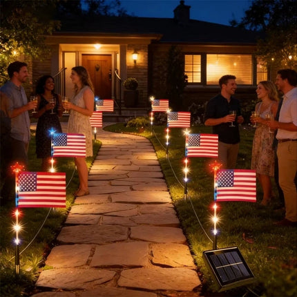 Solar Flag Lights 16 Pack with 3x5 ft Lighted US Flag, Solar Stake Lights – image 5