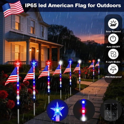 Solar Flag Lights 16 Pack with 3x5 ft Lighted US Flag, Solar Stake Lights – image 8