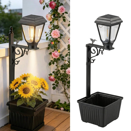 Decorative Solar Light Planter Pot, Solar Planter Light for Outdoor Flower Pot, Solar Garden Decor Light for Porch