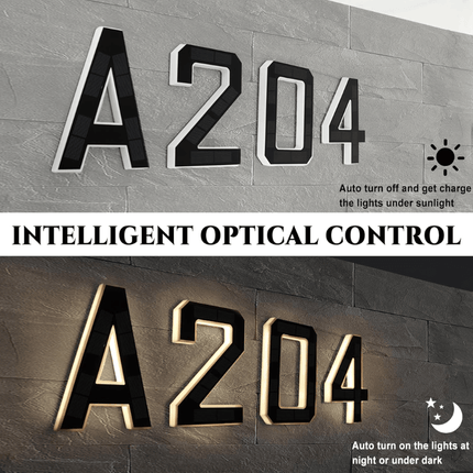 Solar House Numbers for Outside, Solar Light Address Sign with Dusk to Dawn