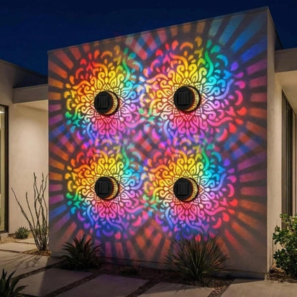 Outdoor Solar Lights Wall Mounted 4 Pack, Mandala Solar Wall Lights with 7 Colors – image 4