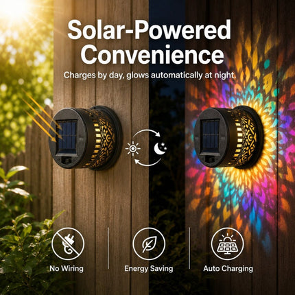 Outdoor Solar Lights Wall Mounted 4 Pack, Mandala Solar Wall Lights with 7 Colors – image 6
