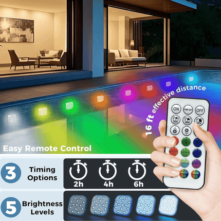 Pool Lights with Remote Control, Submersible Aquarium Lights for Pond