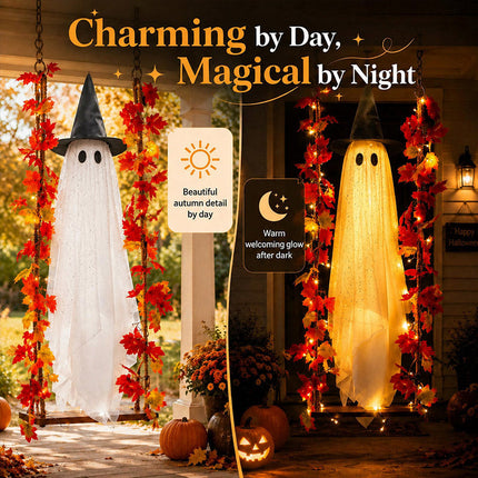 Swinging Ghost Halloween Decoration 6 ft with 8 Lighting Modes, Outdoor Halloween Decorations - image 4