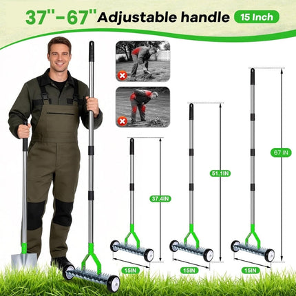 Dethatching Rake with Wheels, Adjustable Thatch Rake for Lawn – image 6