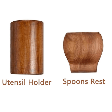 Wooden Kitchen Utensil Set 11 Piece, Teak Wooden Cooking Utensils with Holder and Spoon Rest – image 6