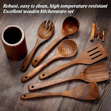 Wooden Kitchen Utensil Set 11 Piece, Wooden Spoons and Spatulas