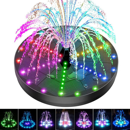 Bird Bath Fountain with LED Lights, Solar Fountain Pump with 7 Nozzles, Floating Outdoor Water Fountain for Pond