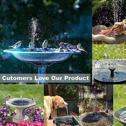 Bird Bath Fountain with LED Lights, Solar Fountain Pump with 7 Nozzles