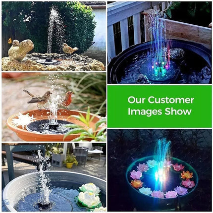 Bird Bath Fountain with LED Lights, Floating Outdoor Water Fountain for Pond