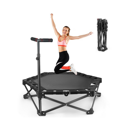 Rebounder Trampoline for Adults, Foldable Mini Trampoline with Handle