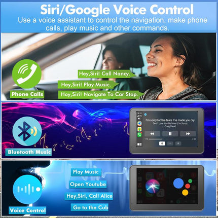 Wireless CarPlay Screen, Car Touch Screen with Bluetooth and AUX