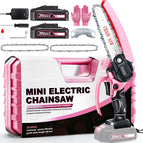 Saker Mini Chainsaw 6 Inch + 2 * Batteries + 1 * Toolbox + 2 * Chains (Pink)