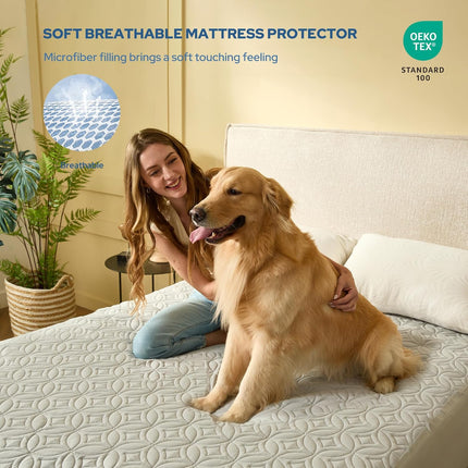 Waterproof Mattress Protector, Quilted Waterproof Bed Cover for Twin to California King – image 6