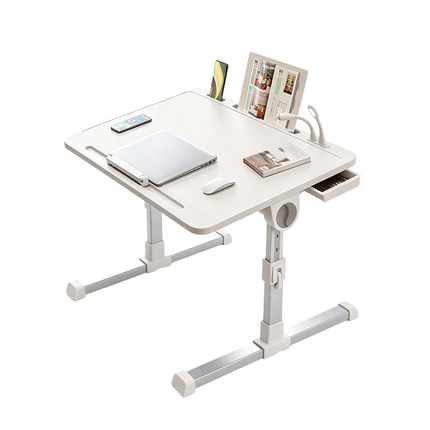 Lap Desk with Light and USB Fan, Adjustable Bed Desk for Laptop, Portable Laptop Table with Drawer, Bed Tray for Couch