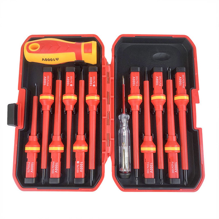 Electrician Screwdrivers, 1000V Insulated Screwdriver Set, 13 Piece Magnetic Screwdriver Set with Case, Electrical Tools