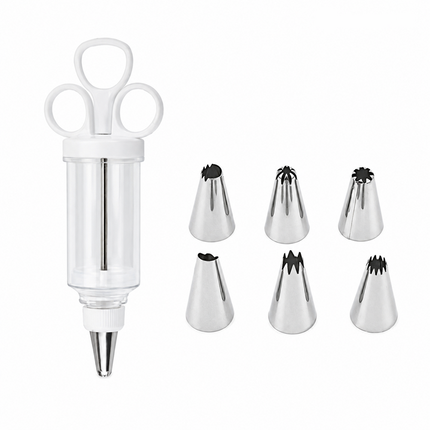 Cake Decorating Piping Gun Kit with 6 Tips, Stainless Steel Icing Gun, Cake Decorating Supplies for Cookies and Cupcakes