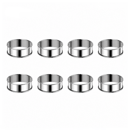 Egg Rings for Frying, Stainless Steel English Muffin Rings Set of 8, Crumpet Rings for Baking Tarts and Cookies