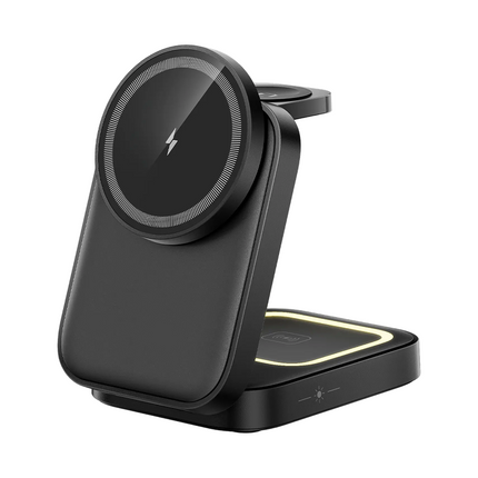 Magnetic Wireless Charging Station, 3 in 1 Charger for Phone Watch Earbuds, Foldable Wireless Charger with Night Light