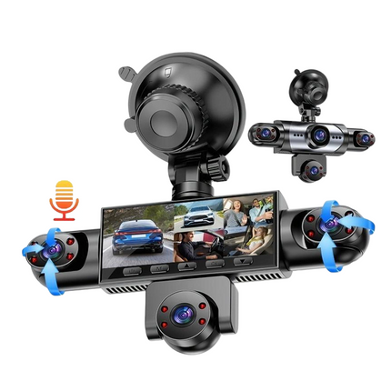 Car Dash Cam Front and Rear, 5 Channel Dashboard Camera with Night Vision, Backup Camera with Loop Recording