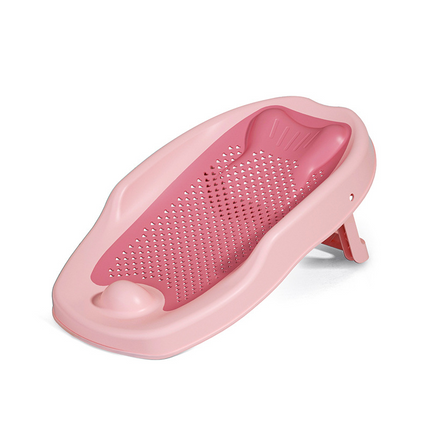 Baby Bath Seat, Foldable Infant Bath Support with Soft Headrest, Infant Bathtub Seat with Heart Mesh for Standard Tubs