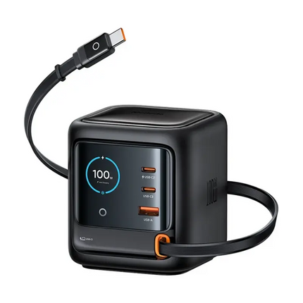 Fast Charging Station with Retractable Cables, 100W GaN Charger