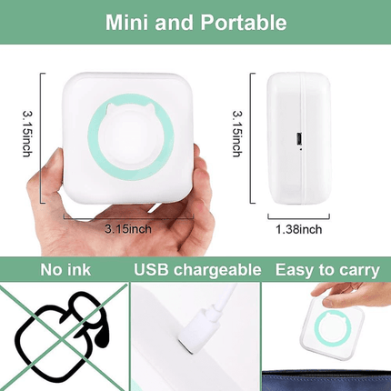 Portable Mini Sticker Printer with Bluetooth for Phone and Inkless Labels, Photo Printer and Thermal Label Printer – image 7
