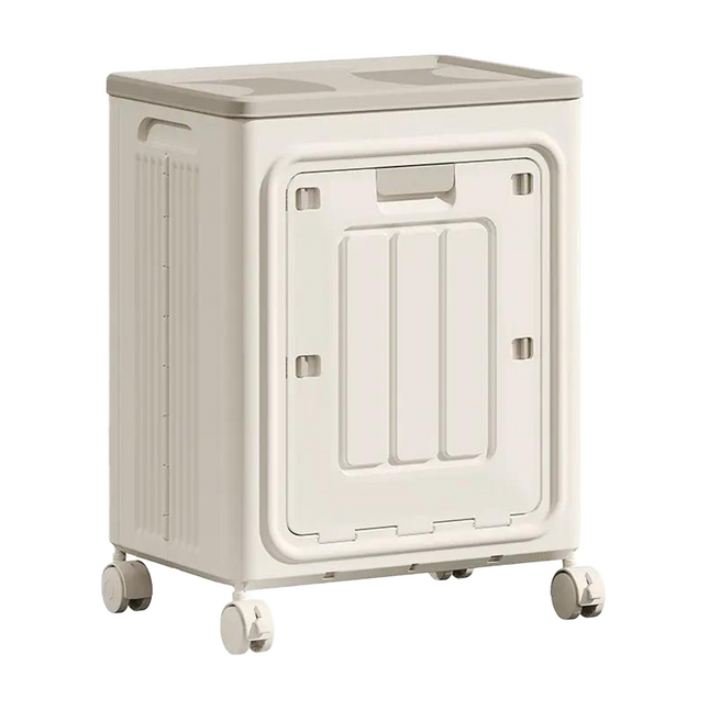 Large Storage Box with Lid, Rolling Storage Bin with Wheels, Foldable Plastic Storage Container for Clothes and Blankets_00