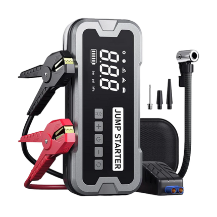 Portable Jump Starter, Jump Box with Portable Air Compressor, Portable Tire Inflator with Power Bank and LED Light