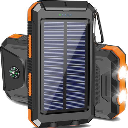 Portable Charger, Solar Power Bank with Dual LED Flashlight, Waterproof Camping Power Bank, Portable Phone Charger