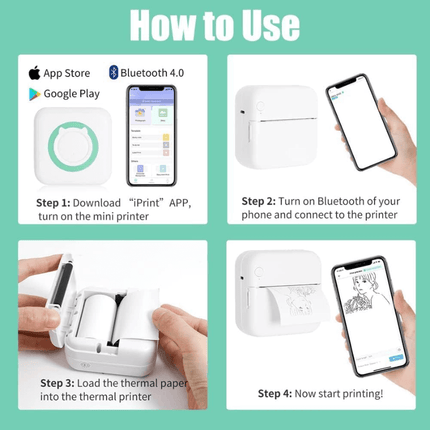 Portable Mini Sticker Printer with Bluetooth for Phone and Inkless Labels, Photo Printer and Thermal Label Printer – image 9