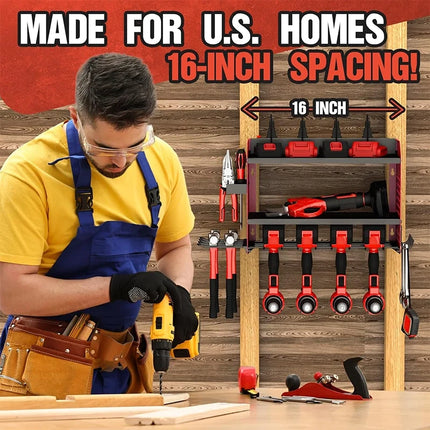 Power Tool Organizer Wall Mount, Garage Tool Storage with 8 Outlets