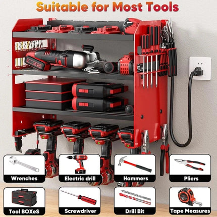 Power Tool Organizer Wall Mount, Garage Tool Storage with 8 Outlets – image 4