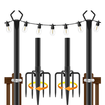 String Light Poles for Outdoor Patio, Adjustable Outdoor Light Poles for Backyard, Yard Light Pole for String Lights