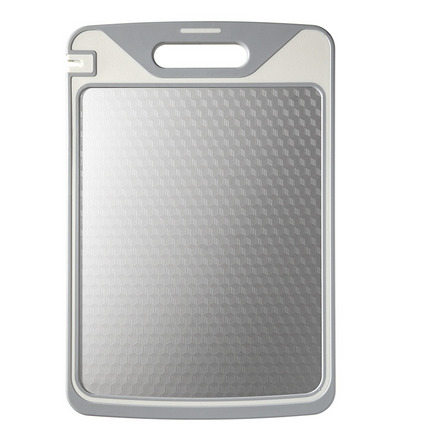 Stainless Steel Cutting Board, Double Sided Chopping Board with Juice Groove and Garlic Grinder for Meat and Vegetables