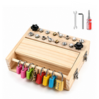 Wooden Busy Board, Lock and Key Toy with Screwdriver